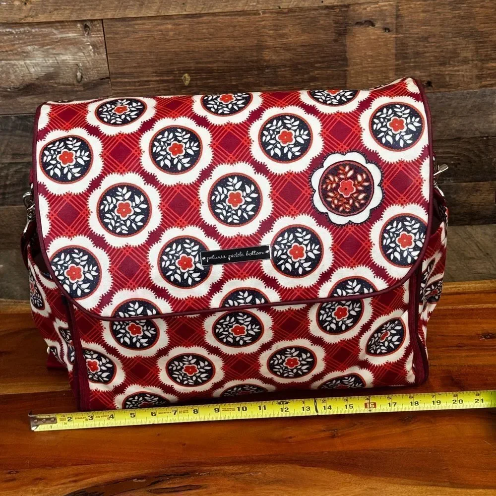 Petunia Pickle Bottom Boxy Backpack Diaper Bag - Vibrant Red Pattern